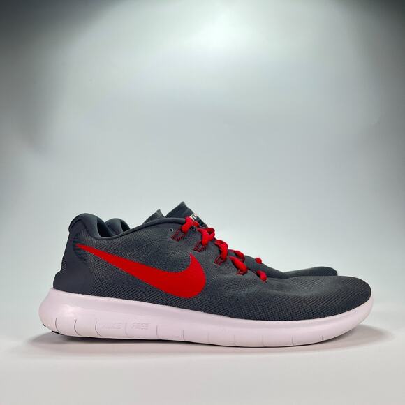 Nike Free Run 2017 Dark Grey Red Swoosh Running Shoes AA1156-991 Women's Size 9 - Picture 1 of 10